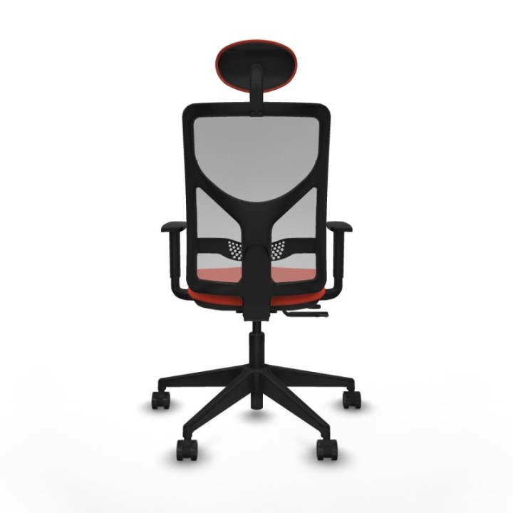 Motilla traslack malla gris bali naranja oscuro brazos 1D base piramidal cabecero fijo ruedas 65mm nailon