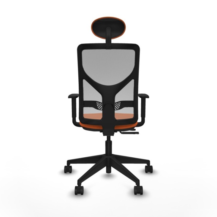 Motilla traslack malla gris bali naranja brazos 1D base piramidal cabecero fijo ruedas 65mm nailon