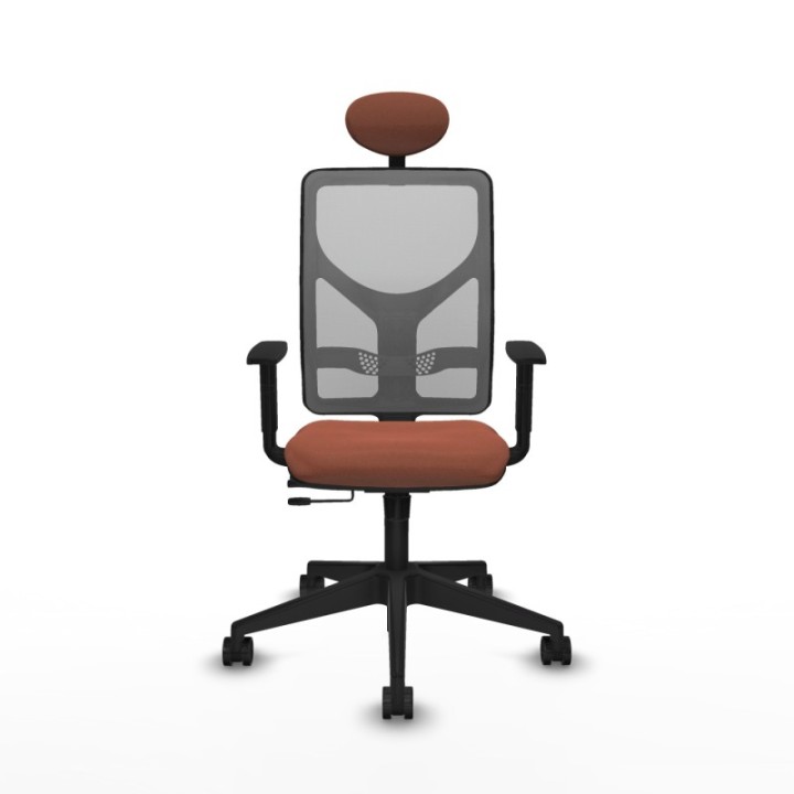 Motilla traslack malla gris bali marrón brazos 1D base piramidal cabecero fijo ruedas 65mm nailon