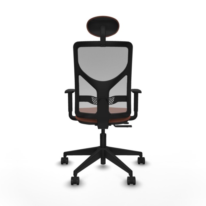 Motilla traslack malla gris bali marrón brazos 1D base piramidal cabecero fijo ruedas 65mm nailon