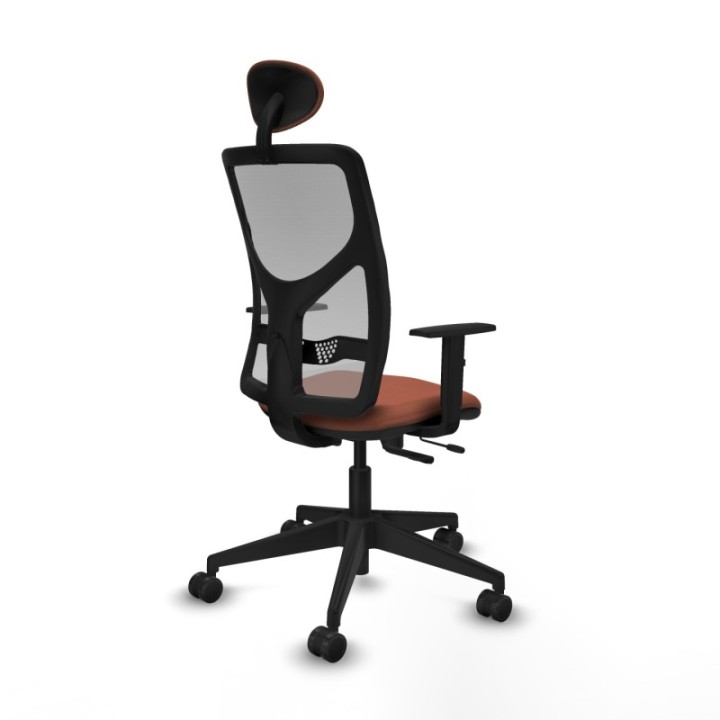 Motilla traslack malla gris bali marrón brazos 1D base piramidal cabecero fijo ruedas 65mm nailon