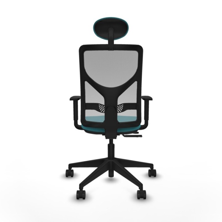 Motilla traslack malla gris bali turquesa brazos 1D base piramidal cabecero fijo ruedas 65mm nailon