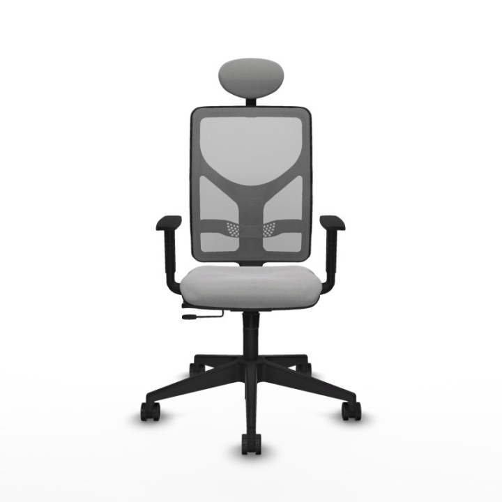 Motilla traslack malla gris bali gris claro brazos 1D base piramidal cabecero fijo ruedas 65mm nailon