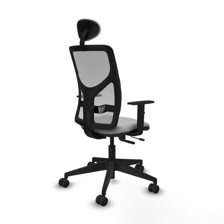 Motilla traslack malla gris bali gris claro brazos 1D base piramidal cabecero fijo ruedas 65mm nailon