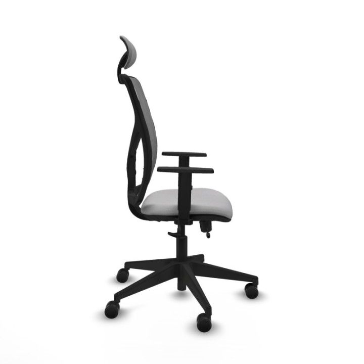 Motilla traslack malla gris bali gris claro brazos 1D base piramidal cabecero fijo ruedas 65mm nailon