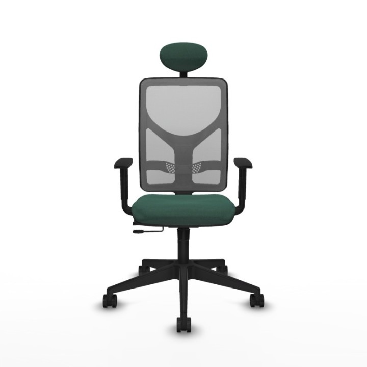 Motilla traslack malla gris bali verde botella brazos 1D base piramidal cabecero fijo ruedas 65mm nailon