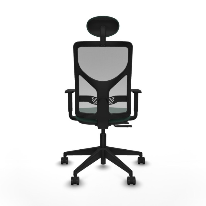 Motilla traslack malla gris bali verde botella brazos 1D base piramidal cabecero fijo ruedas 65mm nailon