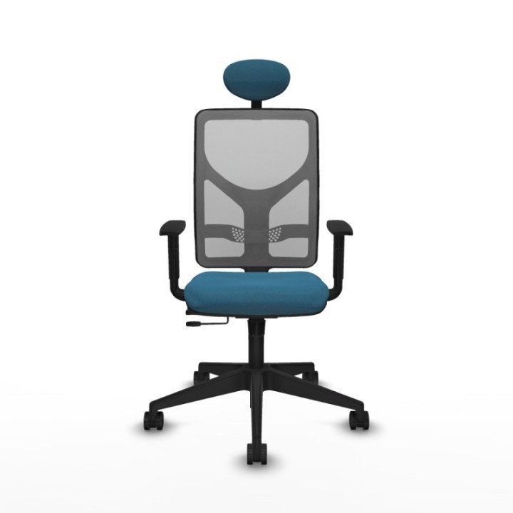 Motilla traslack malla gris bali verde petroleo brazos 1D base piramidal cabecero fijo ruedas 65mm nailon