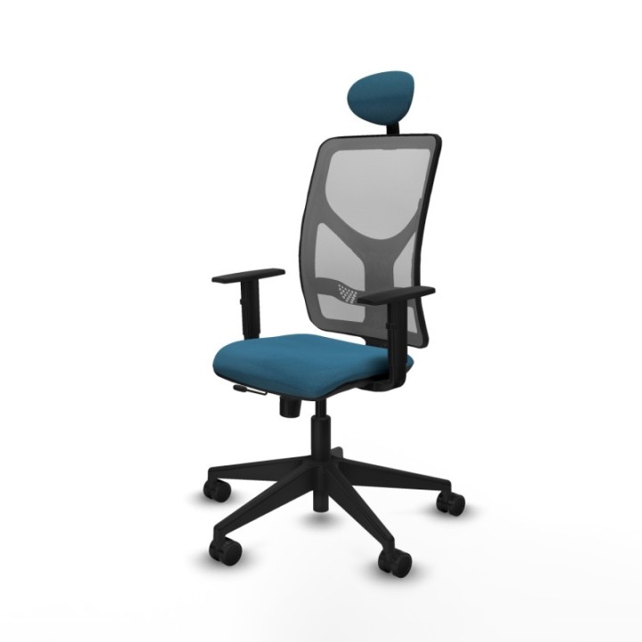 Motilla traslack malla gris bali verde petroleo brazos 1D base piramidal cabecero fijo ruedas 65mm nailon