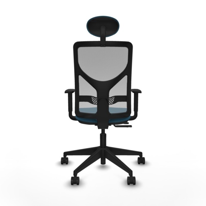 Motilla traslack malla gris bali verde petroleo brazos 1D base piramidal cabecero fijo ruedas 65mm nailon