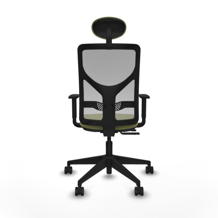 Motilla traslack malla gris bali verde oliva brazos 1D base piramidal cabecero fijo ruedas 65mm nailon