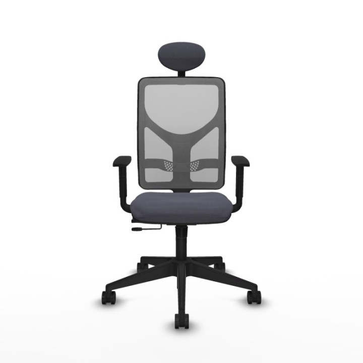 Motilla traslack malla gris bali gris oscuro brazos 1D base piramidal cabecero fijo ruedas 65mm nailon