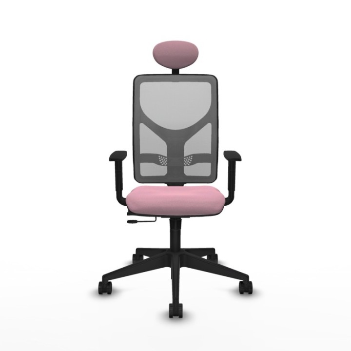 Motilla traslack malla gris bali rosa brazos 1D base piramidal cabecero fijo ruedas 65mm nailon