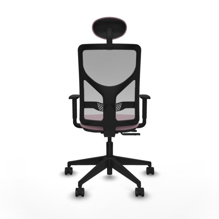 Motilla traslack malla gris bali rosa brazos 1D base piramidal cabecero fijo ruedas 65mm nailon