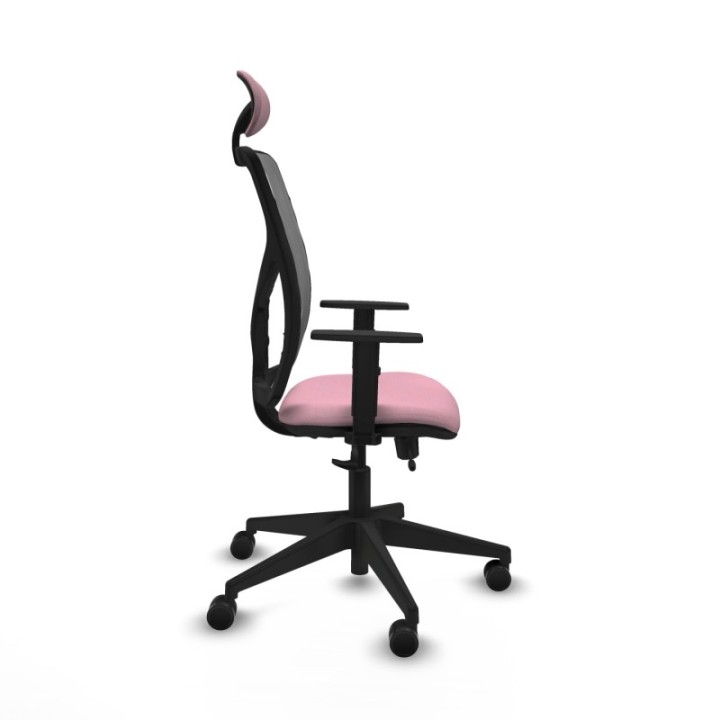 Motilla traslack malla gris bali rosa brazos 1D base piramidal cabecero fijo ruedas 65mm nailon