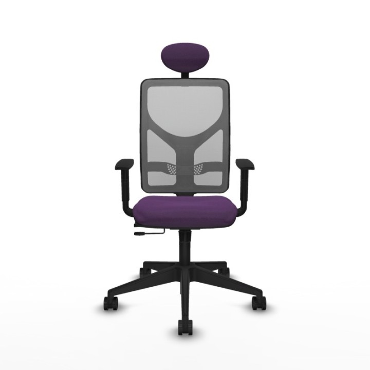 Motilla traslack malla gris bali morado brazos 1D base piramidal cabecero fijo ruedas 65mm nailon