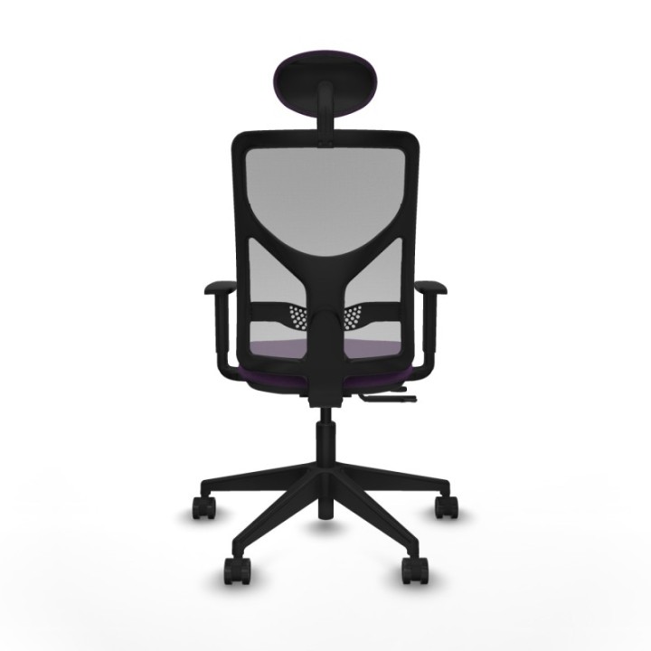 Motilla traslack malla gris bali morado brazos 1D base piramidal cabecero fijo ruedas 65mm nailon