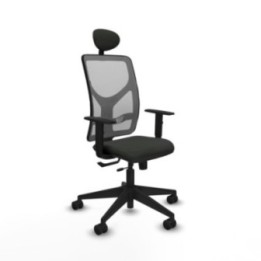 Motilla traslack malla gris bali negro brazos 1D base piramidal cabecero fijo ruedas 65mm nailon