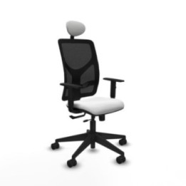 Motilla traslack malla negra bali blanco brazos 1D base piramidal cabecero fijo ruedas 65mm nailon