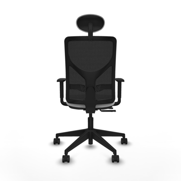 Motilla traslack malla negra bali blanco brazos 1D base piramidal cabecero fijo ruedas 65mm nailon