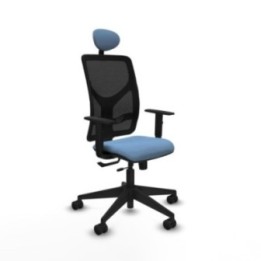 Motilla traslack malla negra bali azul cielo brazos 1D base piramidal cabecero fijo ruedas 65mm nailon