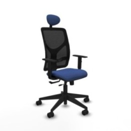 Motilla traslack malla negra bali azul marino brazos 1D base piramidal cabecero fijo ruedas 65mm nailon