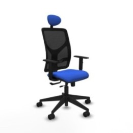 Motilla traslack malla negra bali azul brazos 1D base piramidal cabecero fijo ruedas 65mm nailon