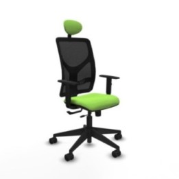 Motilla traslack malla negra bali pistacho brazos 1D base piramidal cabecero fijo ruedas 65mm nailon