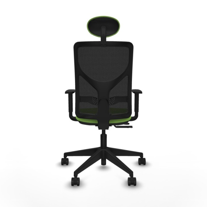 Motilla traslack malla negra bali pistacho brazos 1D base piramidal cabecero fijo ruedas 65mm nailon