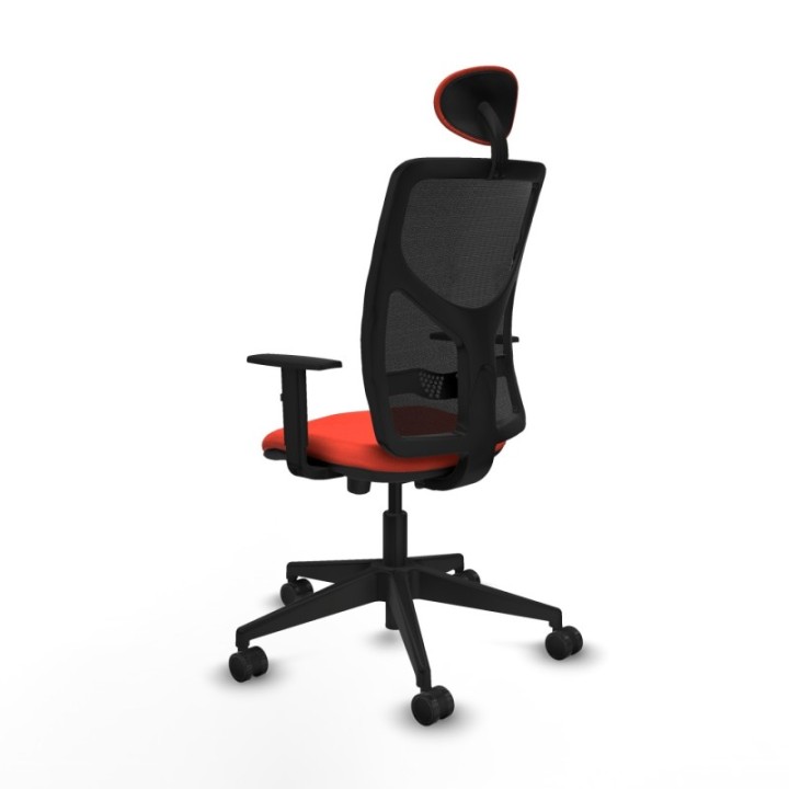 Motilla traslack malla negra bali naranja oscuro brazos 1D base piramidal cabecero fijo ruedas 65mm nailon