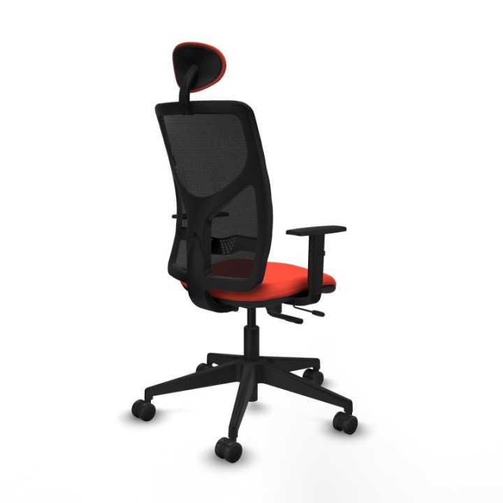 Motilla traslack malla negra bali naranja oscuro brazos 1D base piramidal cabecero fijo ruedas 65mm nailon