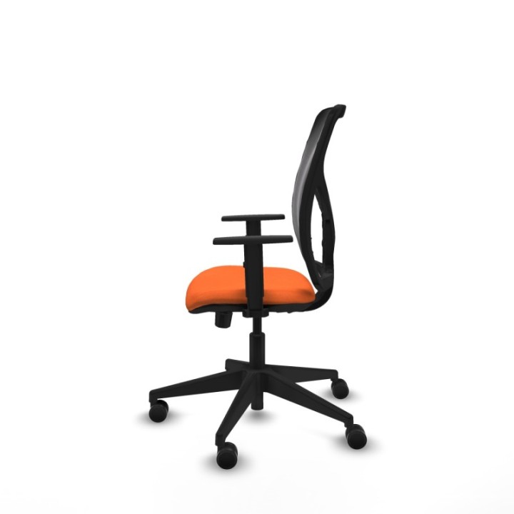 Motilla traslack malla negra bali naranja brazos 1D base piramidal  ruedas 65mm nailon