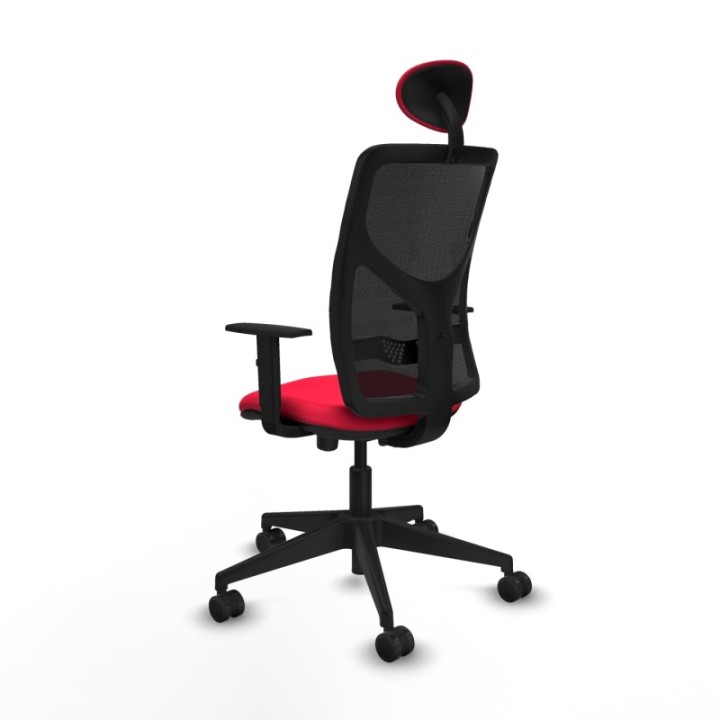 Motilla traslack malla negra bali rojo brazos 1D base piramidal cabecero fijo ruedas 65mm nailon