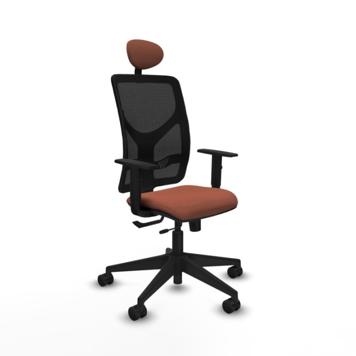 Motilla traslack malla negra bali marrón brazos 1D base piramidal cabecero fijo ruedas 65mm nailon