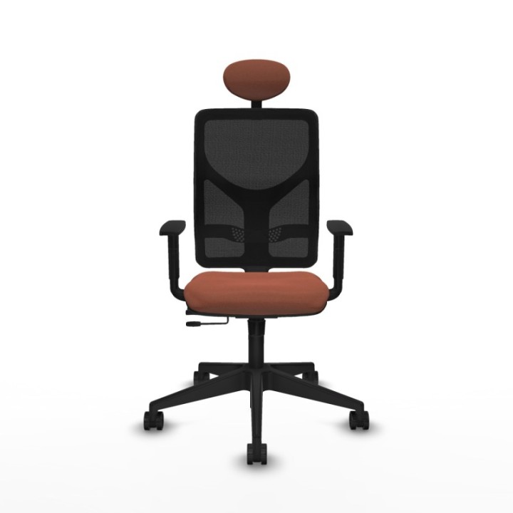 Motilla traslack malla negra bali marrón brazos 1D base piramidal cabecero fijo ruedas 65mm nailon