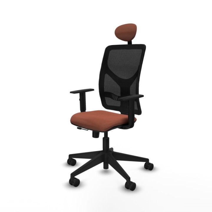 Motilla traslack malla negra bali marrón brazos 1D base piramidal cabecero fijo ruedas 65mm nailon