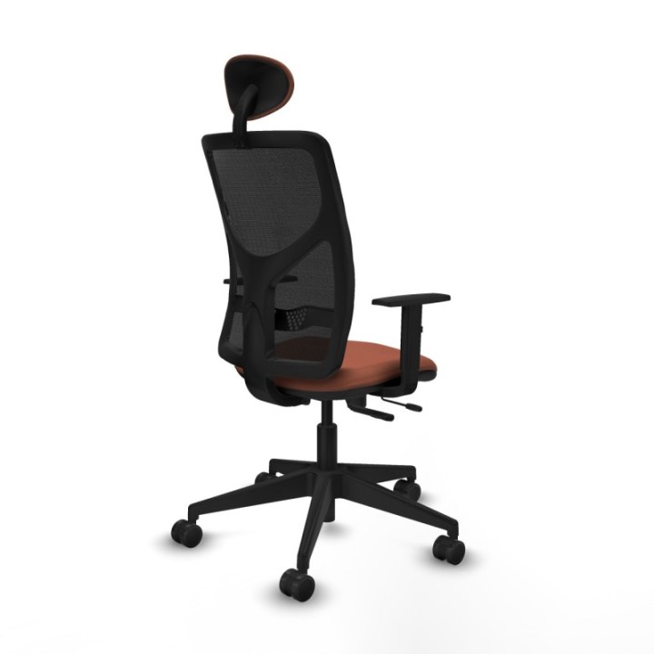 Motilla traslack malla negra bali marrón brazos 1D base piramidal cabecero fijo ruedas 65mm nailon