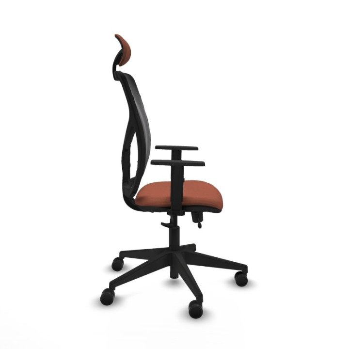 Motilla traslack malla negra bali marrón brazos 1D base piramidal cabecero fijo ruedas 65mm nailon