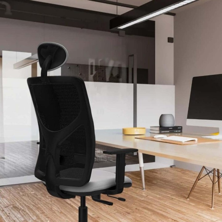 Motilla traslack malla negra bali turquesa brazos 1D base piramidal cabecero fijo ruedas 65mm nailon