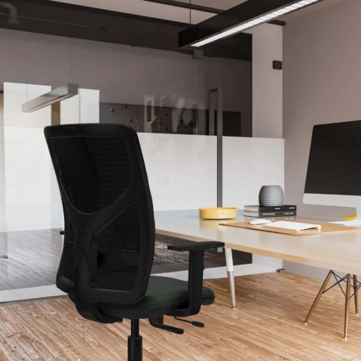 Motilla traslack malla negra bali gris claro brazos 1D base piramidal  ruedas 65mm nailon