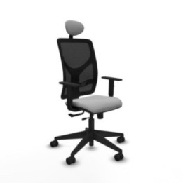 Motilla traslack malla negra bali gris claro brazos 1D base piramidal cabecero fijo ruedas 65mm nailon