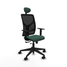 Motilla traslack malla negra bali verde botella brazos 1D base piramidal cabecero fijo ruedas 65mm nailon