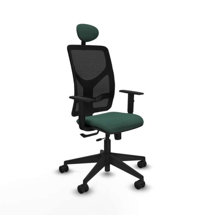 Motilla traslack malla negra bali verde botella brazos 1D base piramidal cabecero fijo ruedas 65mm nailon