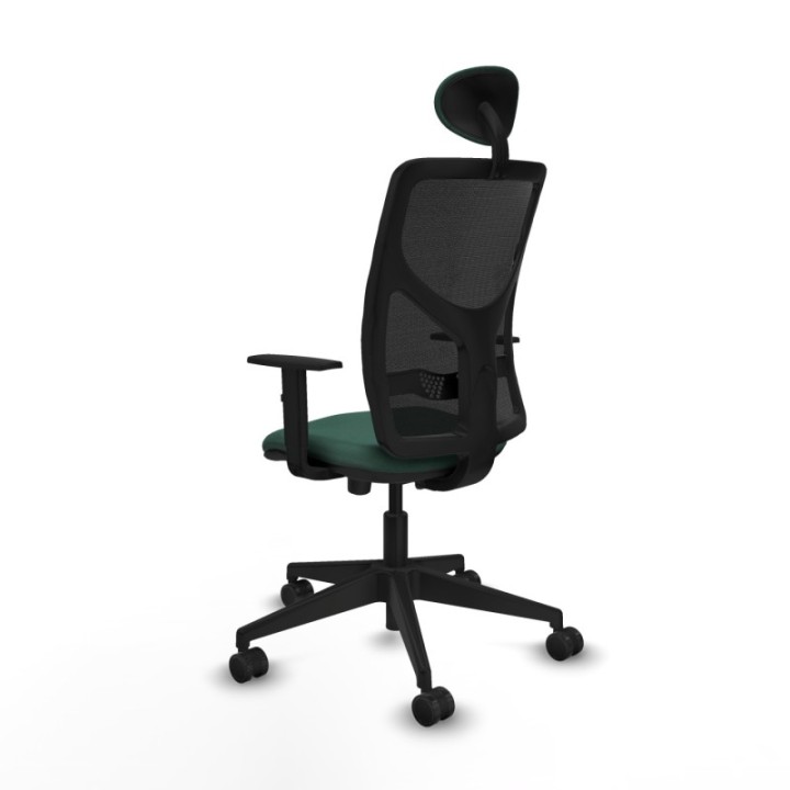 Motilla traslack malla negra bali verde botella brazos 1D base piramidal cabecero fijo ruedas 65mm nailon