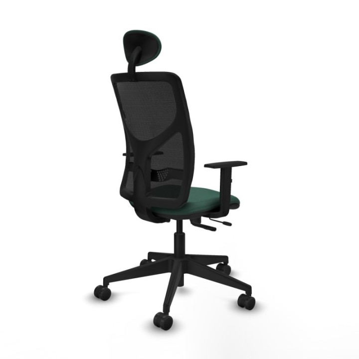 Motilla traslack malla negra bali verde botella brazos 1D base piramidal cabecero fijo ruedas 65mm nailon