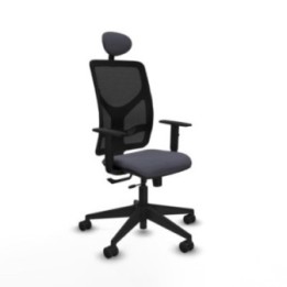 Motilla traslack malla negra bali gris oscuro brazos 1D base piramidal cabecero fijo ruedas 65mm nailon