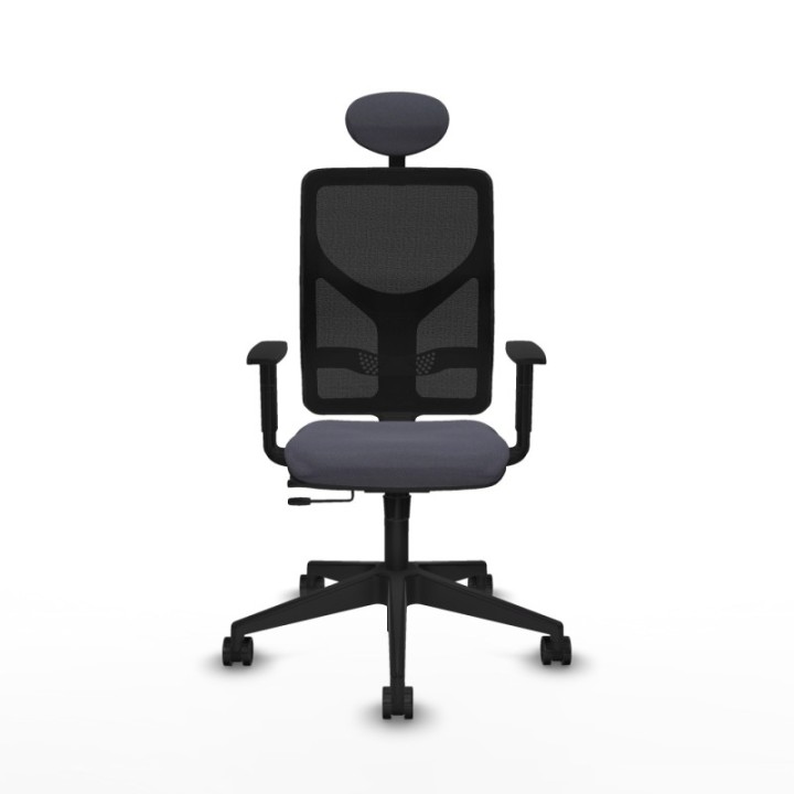 Motilla traslack malla negra bali gris oscuro brazos 1D base piramidal cabecero fijo ruedas 65mm nailon