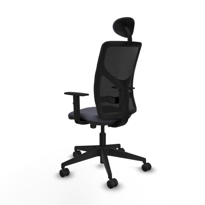 Motilla traslack malla negra bali gris oscuro brazos 1D base piramidal cabecero fijo ruedas 65mm nailon