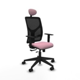 Motilla traslack malla negra bali rosa brazos 1D base piramidal cabecero fijo ruedas 65mm nailon