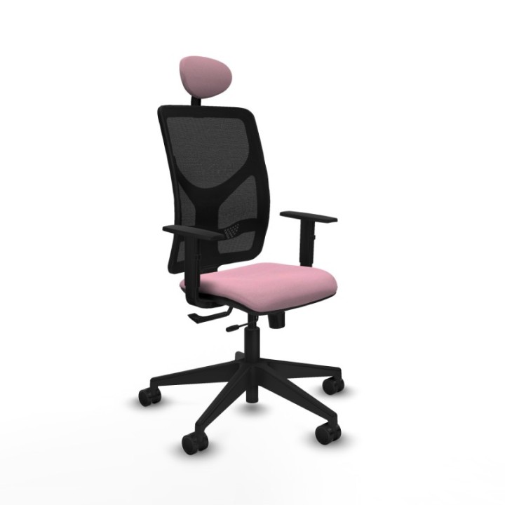 Motilla traslack malla negra bali rosa brazos 1D base piramidal cabecero fijo ruedas 65mm nailon